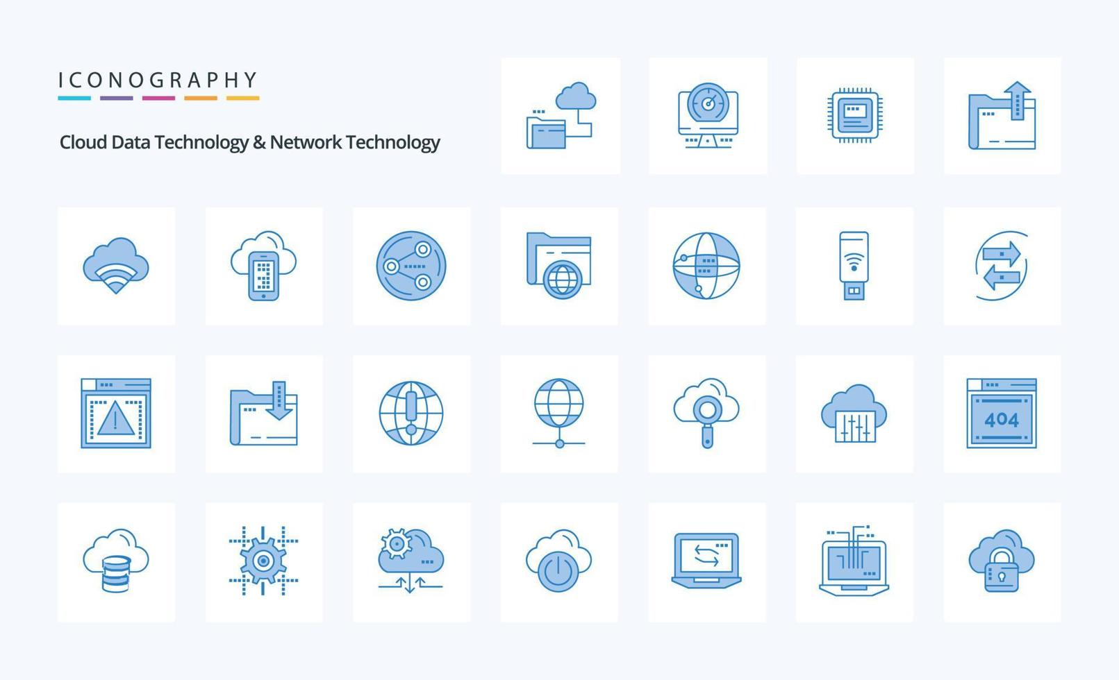 25 Cloud Data Technology And Network Technology Blue icon pack vector