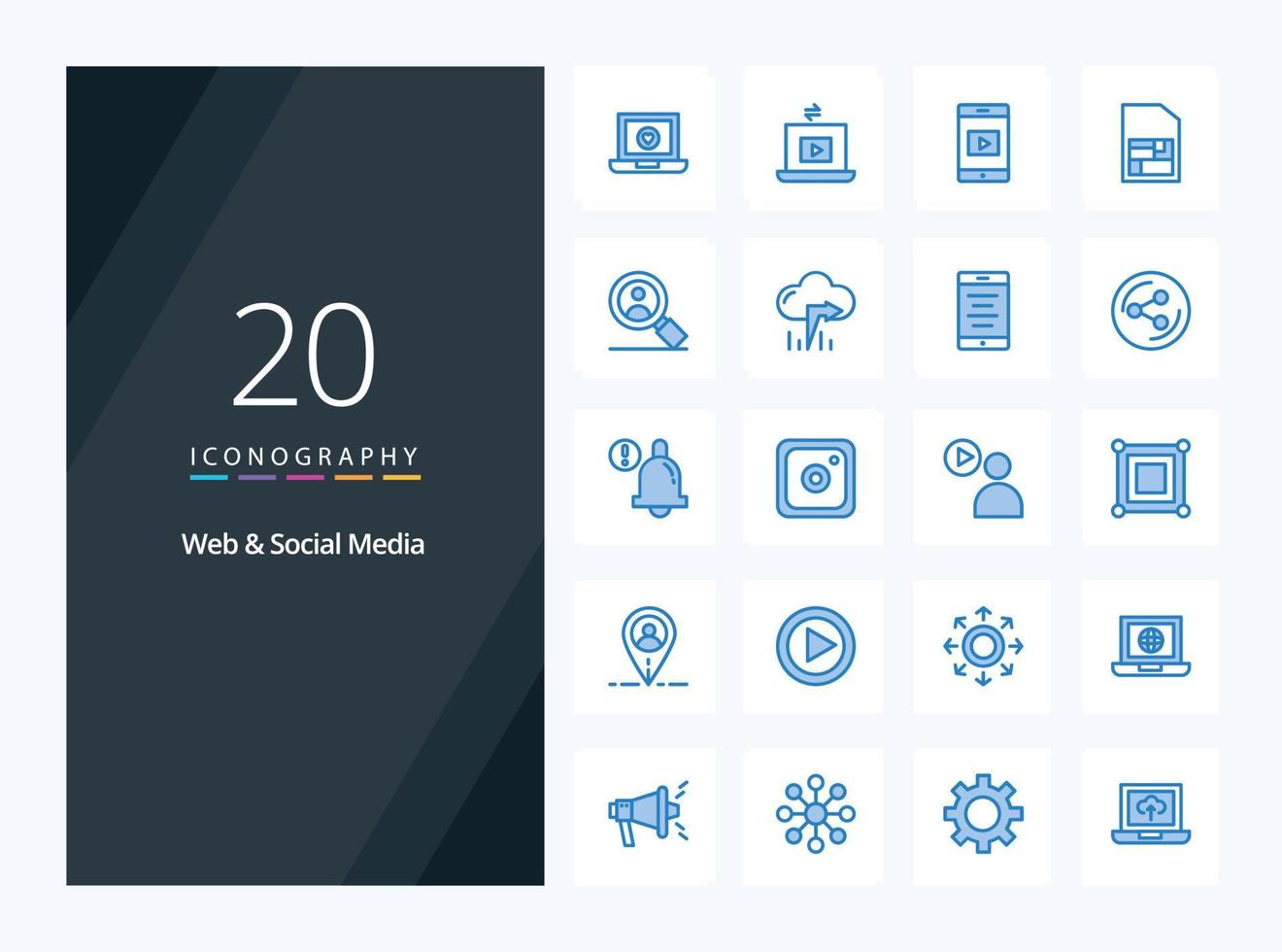 20 Web And Social Media Blue Color icon for presentation vector