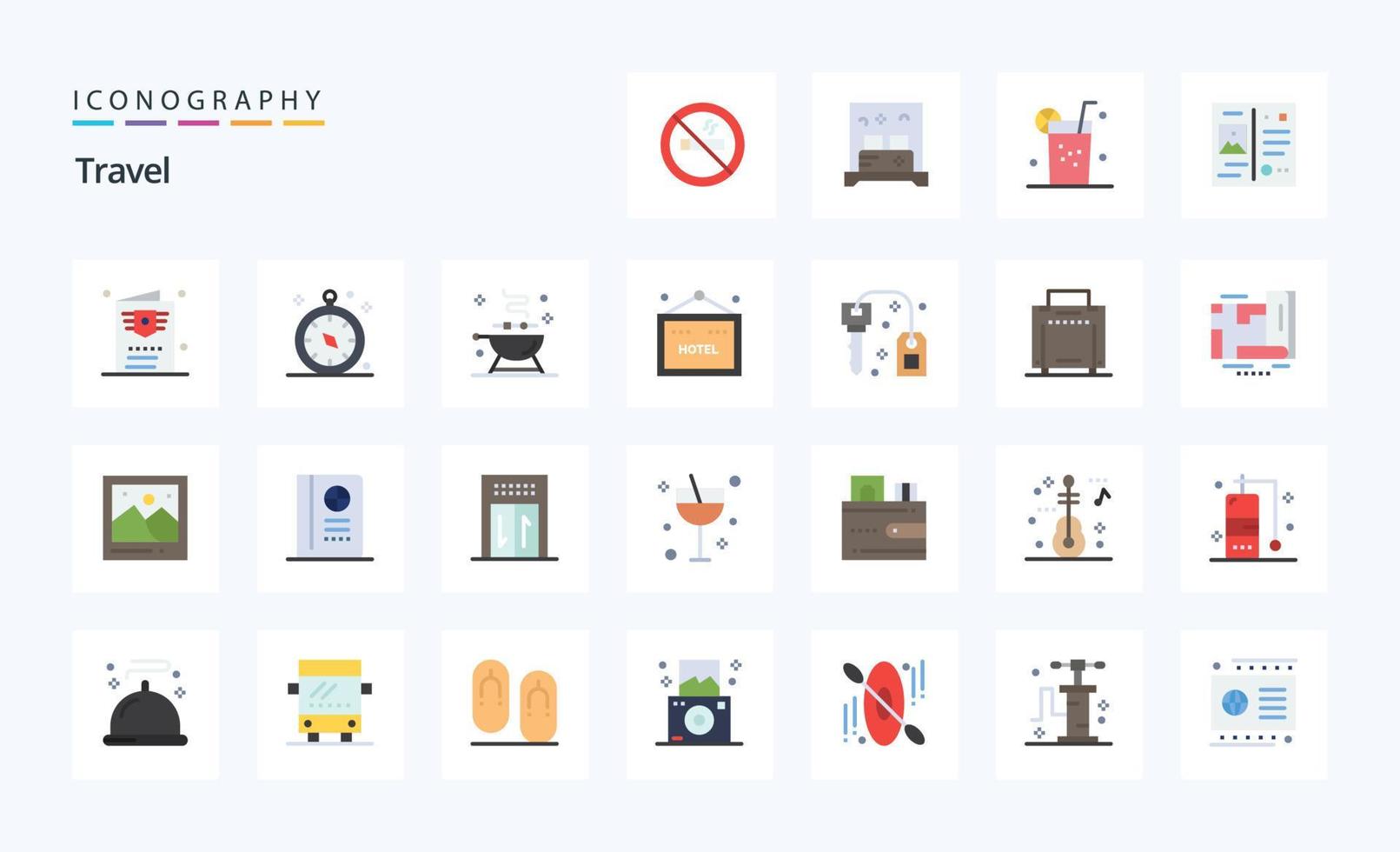 25 Travel Flat color icon pack vector