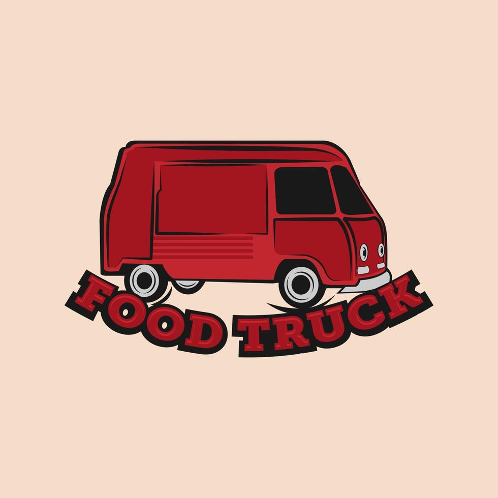 Food truck logo template. Street food wagon vector design. Retro food truck logotype