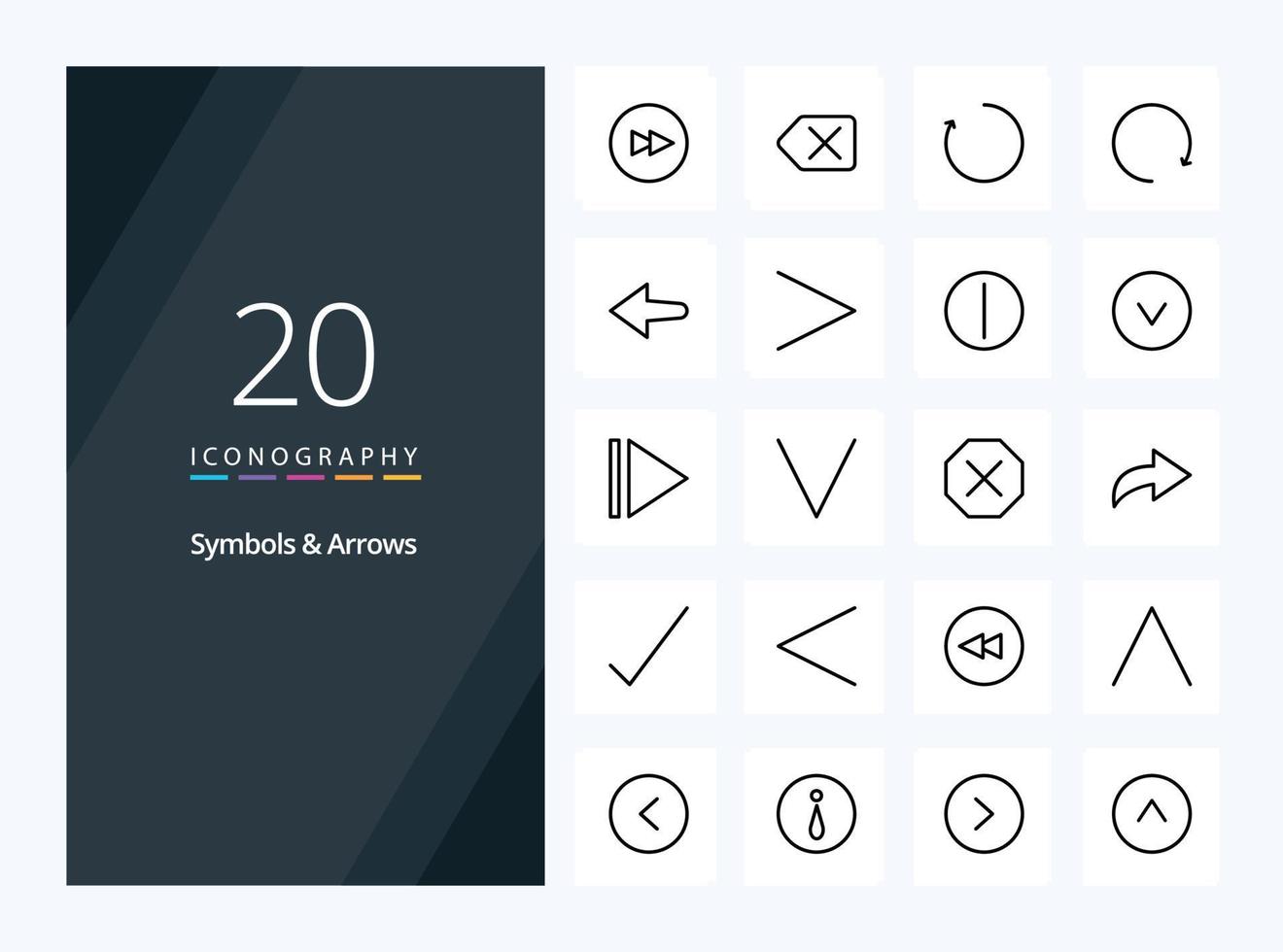 20 Symbols  Arrows Outline icon for presentation vector