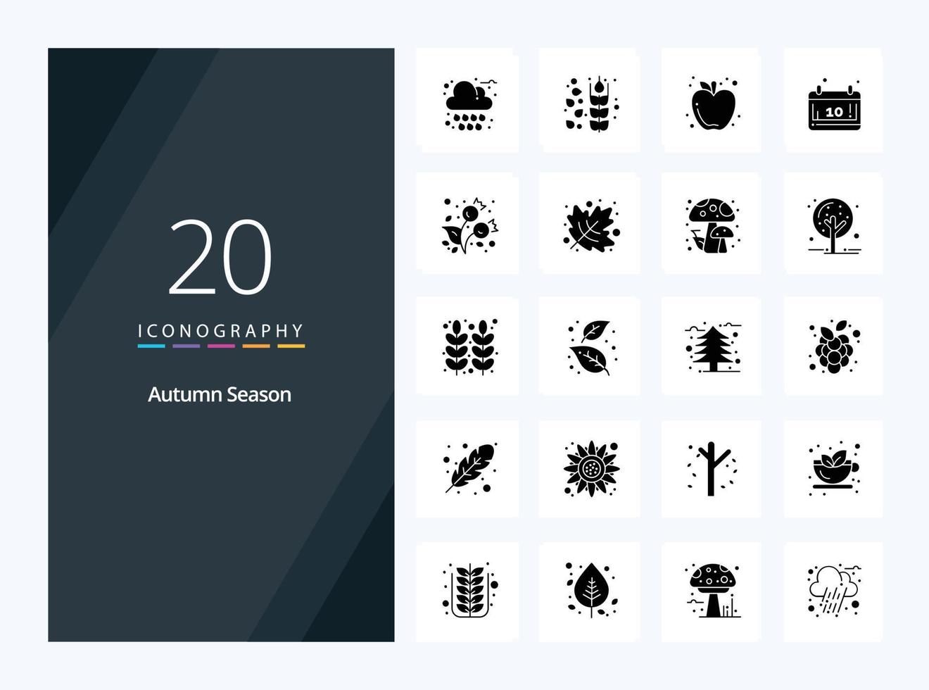 20 Autumn Solid Glyph icon for presentation vector