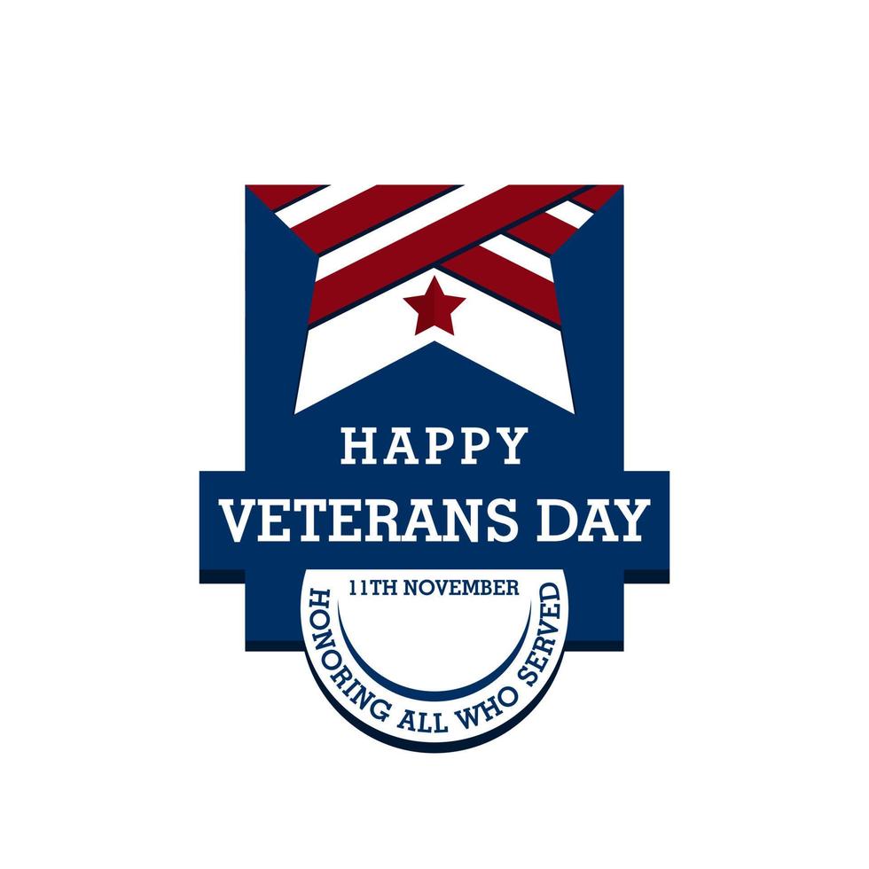 USA Veterans Day greeting card with brush stroke background in United States national flag colors and hand lettering text Happy Veterans Day. Vector illustration.