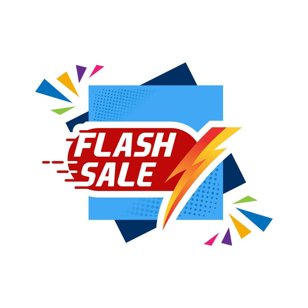 diseño de plantilla de banner de venta flash de verano. cartel de oferta especial para la temporada de verano. tipografía de venta flash de verano con icono de trueno sobre fondo blanco. ilustración vectorial vector