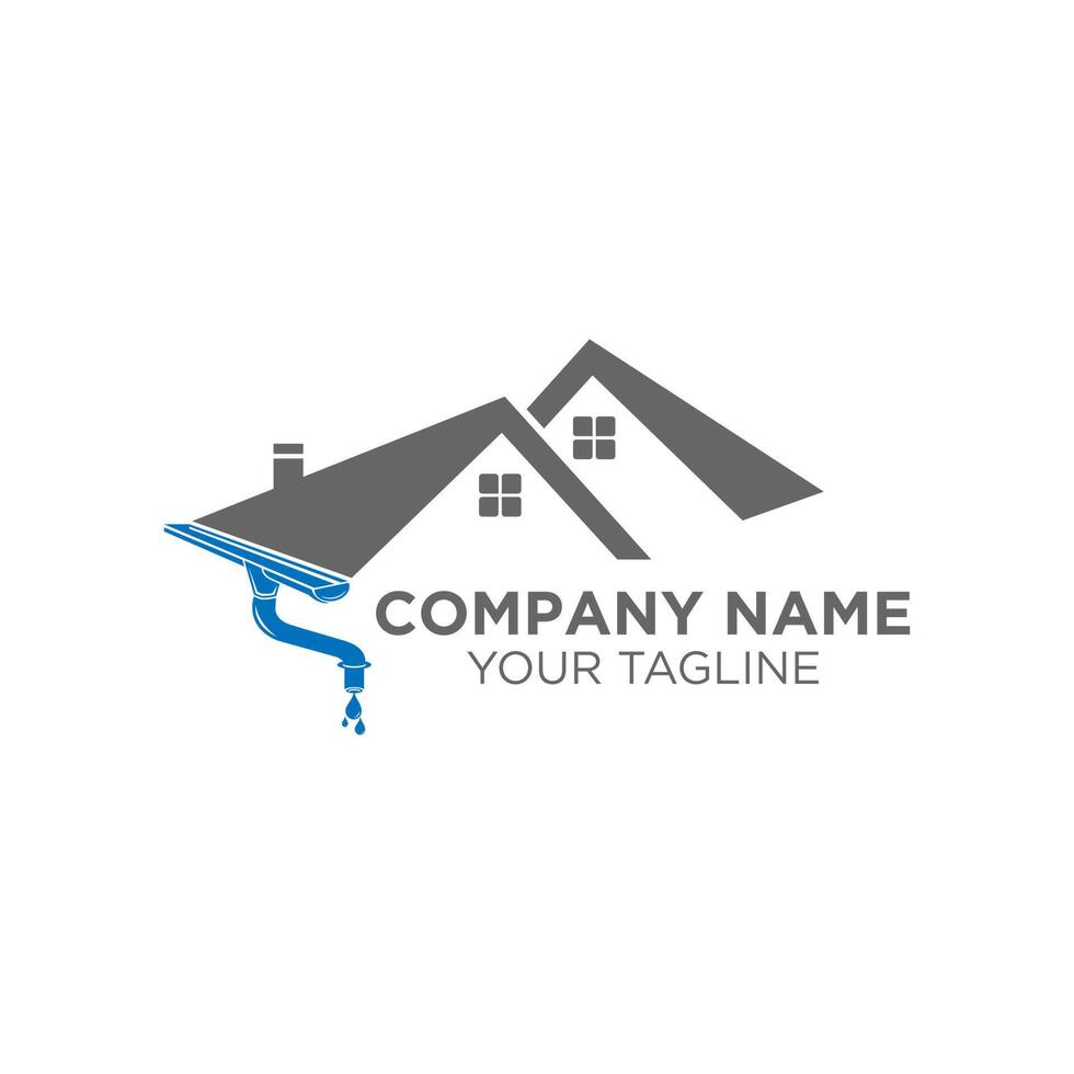 house roof gutter logo design. home pipe installation vector template