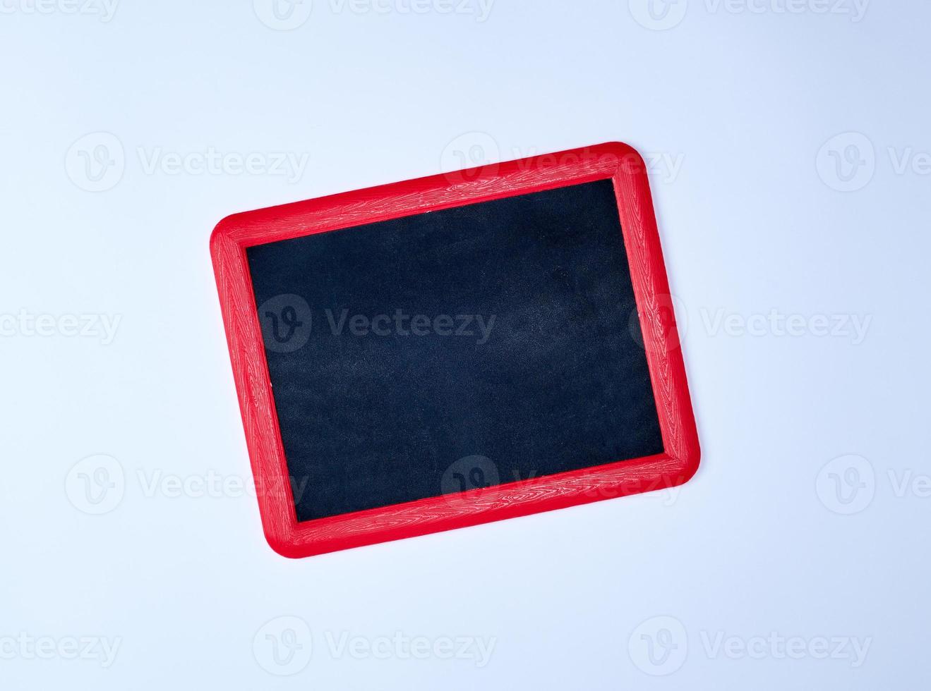 empty chalk board in red frame photo