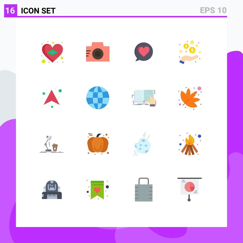 Set of 16 Modern UI Icons Symbols Signs for up arrow chat coins income Editable Pack of Creative Vector Design Elements