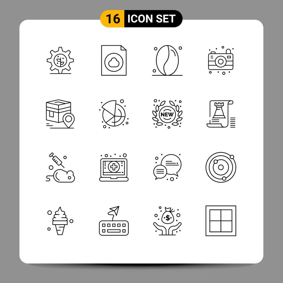 16 Creative Icons Modern Signs and Symbols of chart map grains pin khana Editable Vector Design Elements