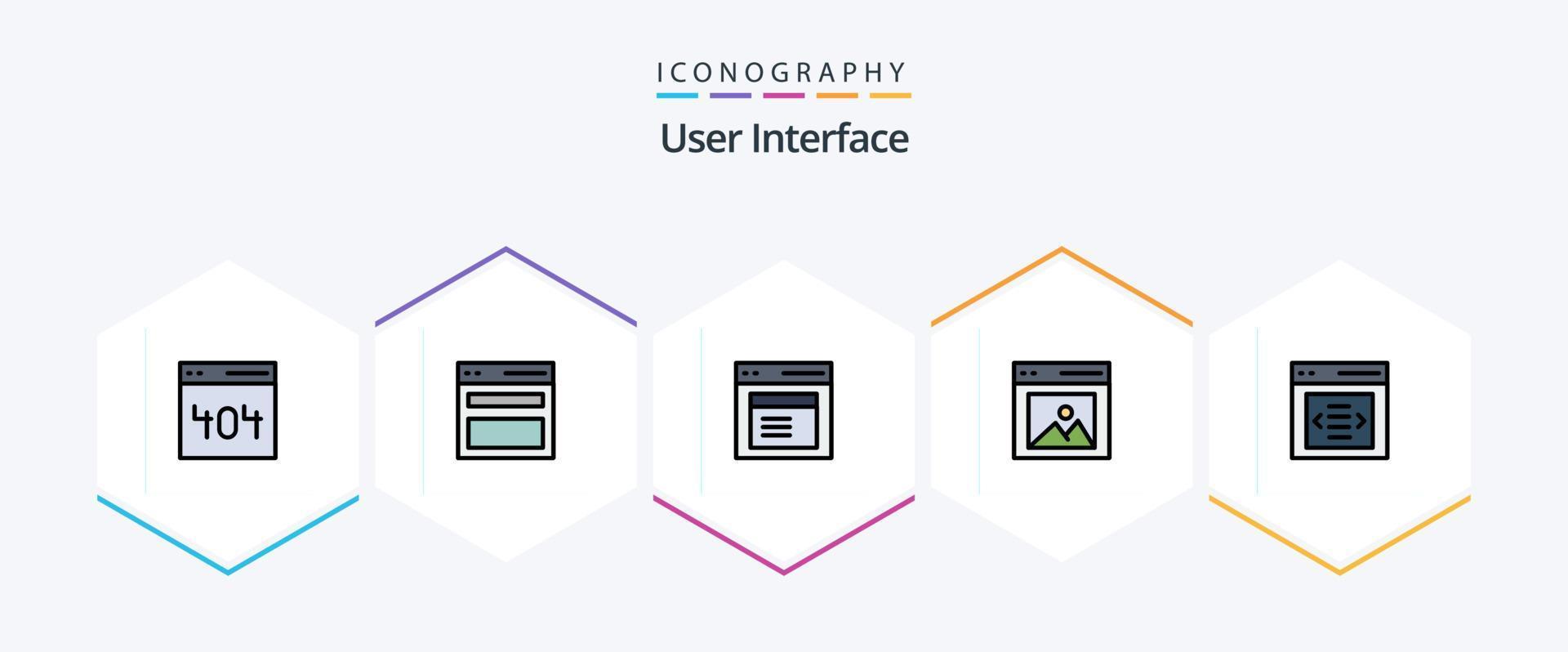 User Interface 25 FilledLine icon pack including interface. communication. user. window. modal vector