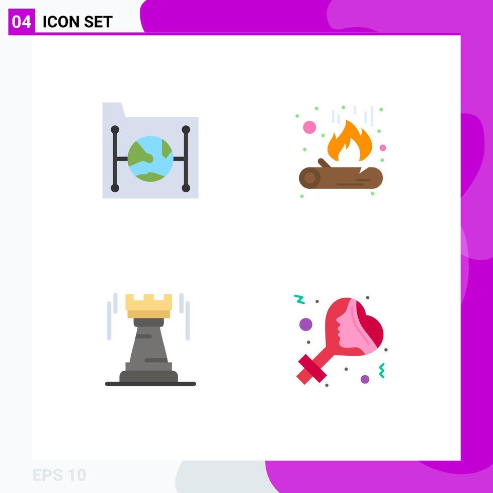 4 Creative Icons Modern Signs and Symbols of cloud tower file fire bastion Editable Vector Design Elements