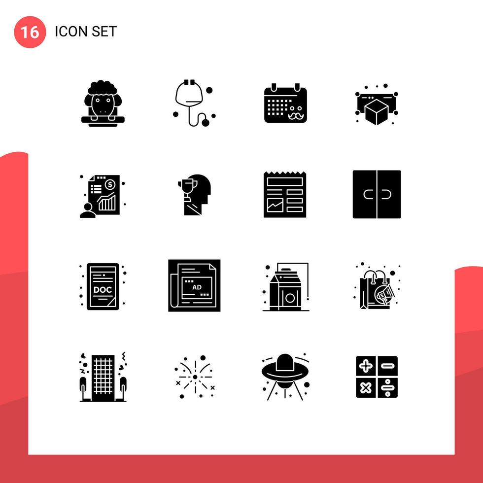 Stock Vector Icon Pack of 16 Line Signs and Symbols for presentation chart dad point model Editable Vector Design Elements