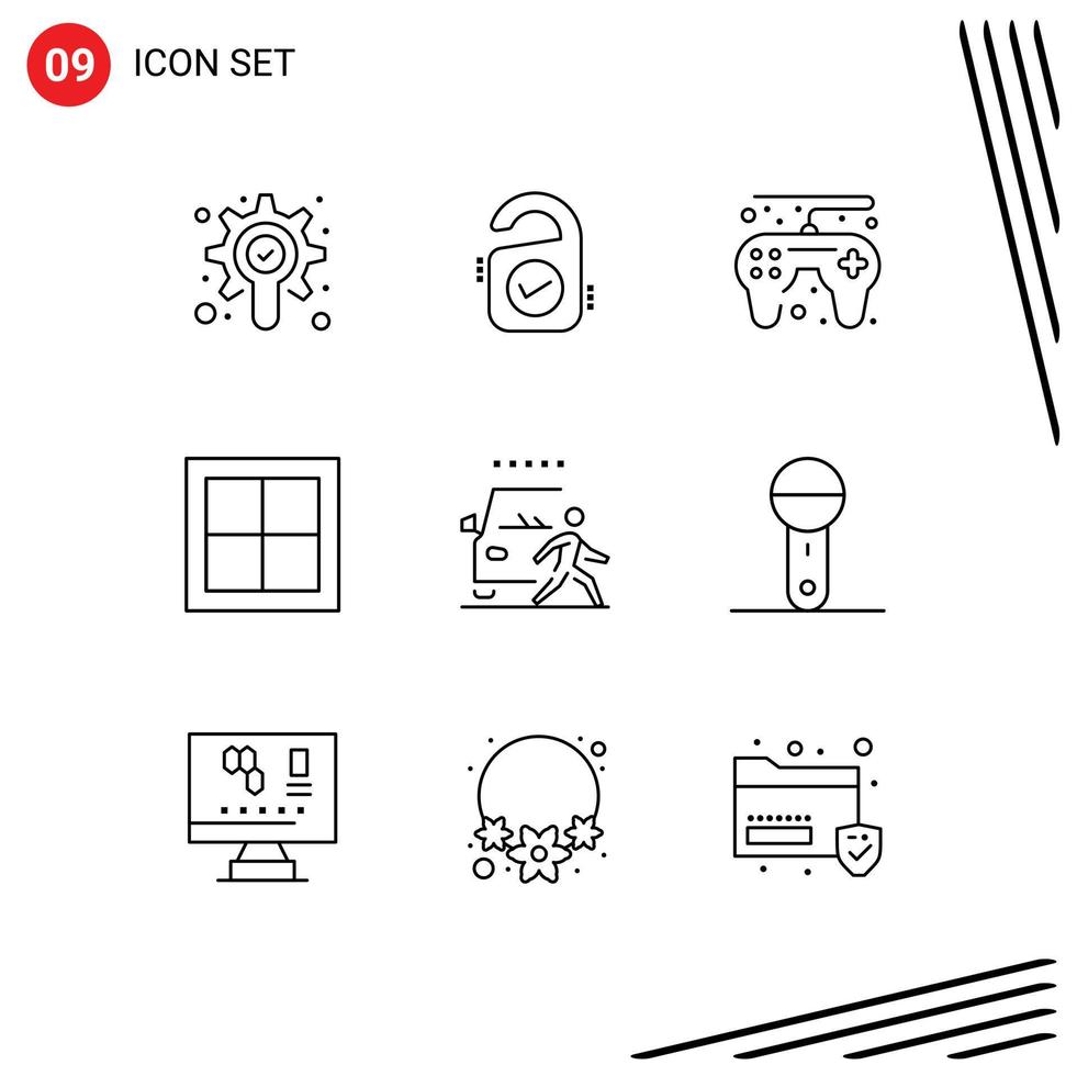 9 Creative Icons Modern Signs and Symbols of danger and game room house Editable Vector Design Elements