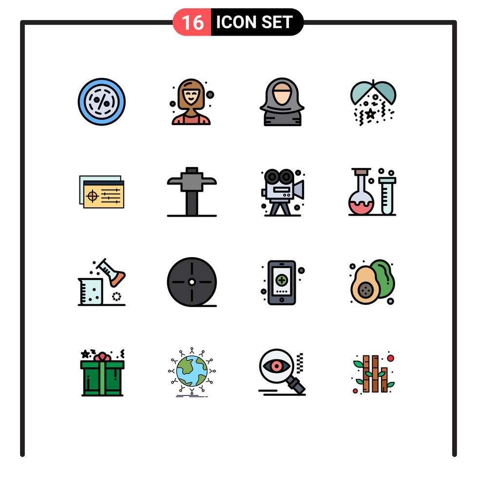 Set of 16 Modern UI Icons Symbols Signs for night islam director gulf avatar Editable Creative Vector Design Elements