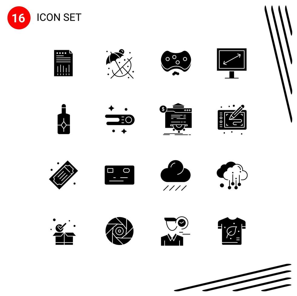 Universal Icon Symbols Group of 16 Modern Solid Glyphs of tv diagonal relax soap hospital Editable Vector Design Elements