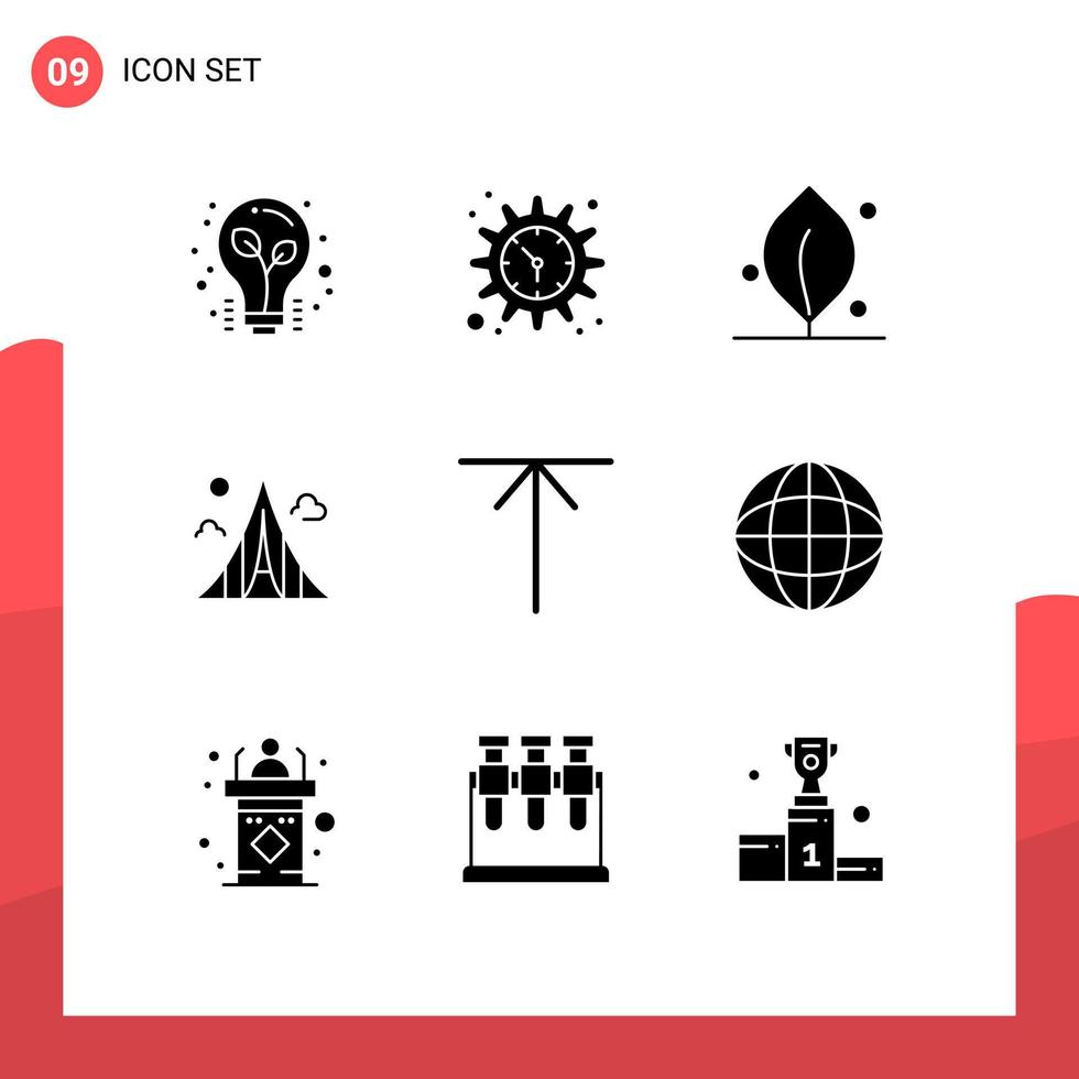 Universal Icon Symbols Group of 9 Modern Solid Glyphs of home martyrs ecology landmark construction Editable Vector Design Elements