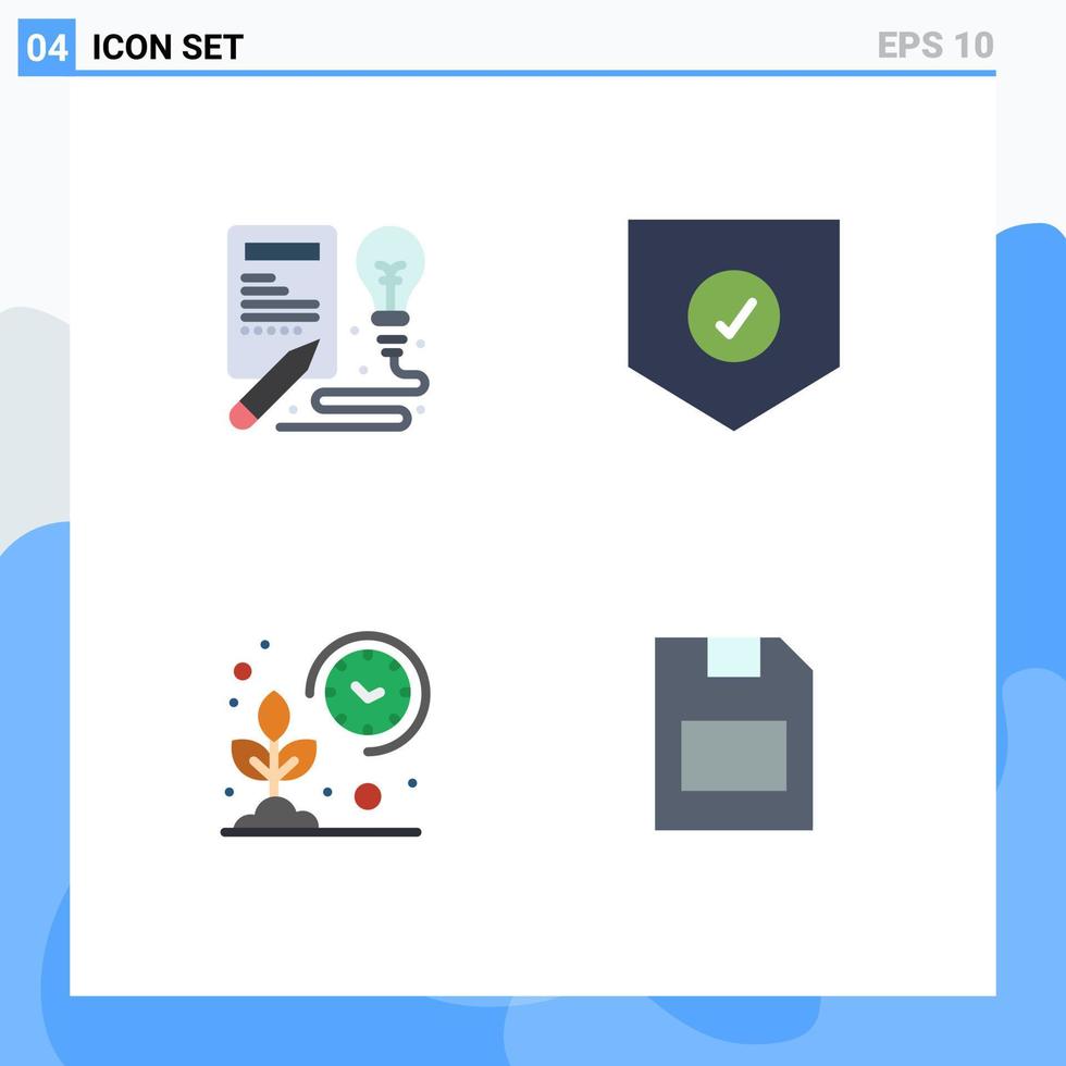 4 paquete de iconos planos de interfaz de usuario de signos y símbolos modernos de seguridad de proceso de agricultor de libros crecer elementos de diseño vectorial editables vector