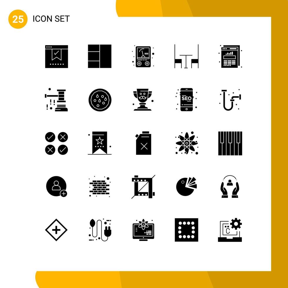Stock Vector Icon Pack of 25 Line Signs and Symbols for auction graph meter data table Editable Vector Design Elements