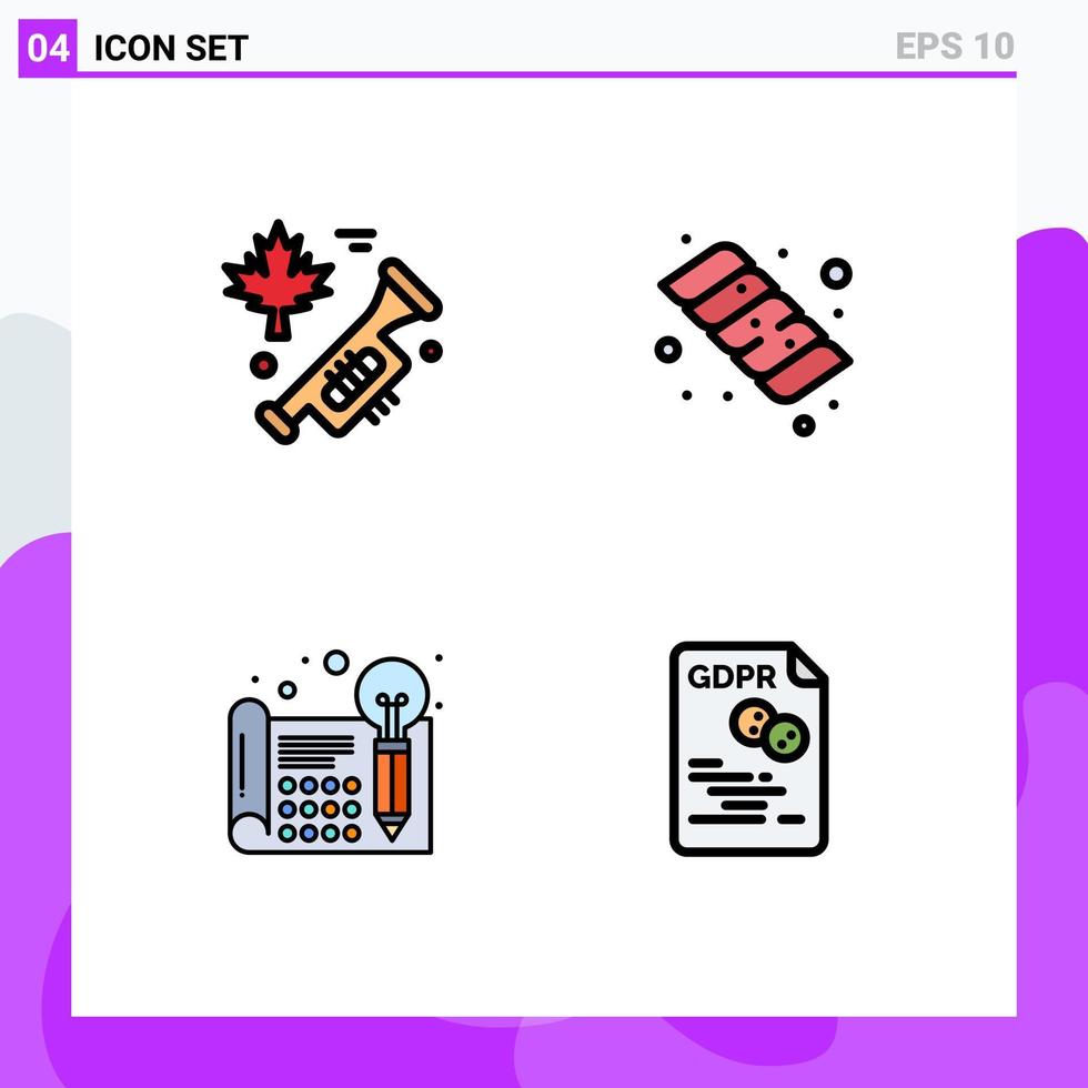 conjunto de 4 iconos de ui modernos símbolos signos para canadá processa camping datos creativos elementos de diseño vectorial editables vector