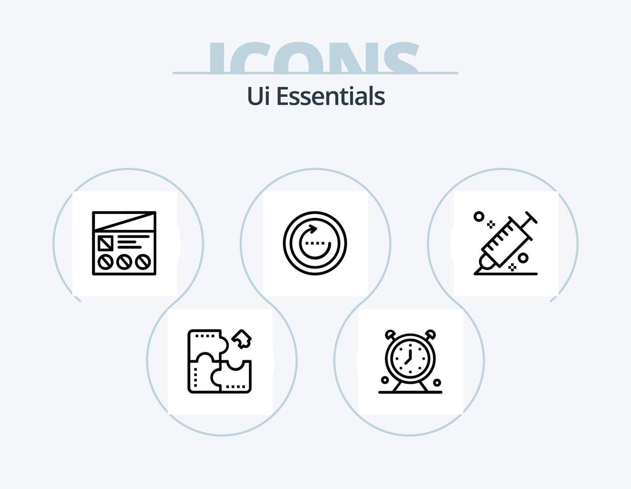 Ui Essentials Line Icon Pack 5 Icon Design. out. magnifier. jigsaw. event. date vector