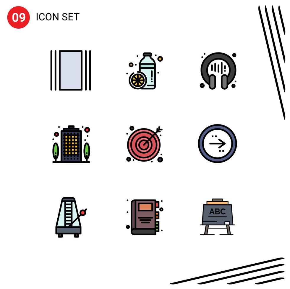 Set of 9 Modern UI Icons Symbols Signs for arrow house orange building support Editable Vector Design Elements