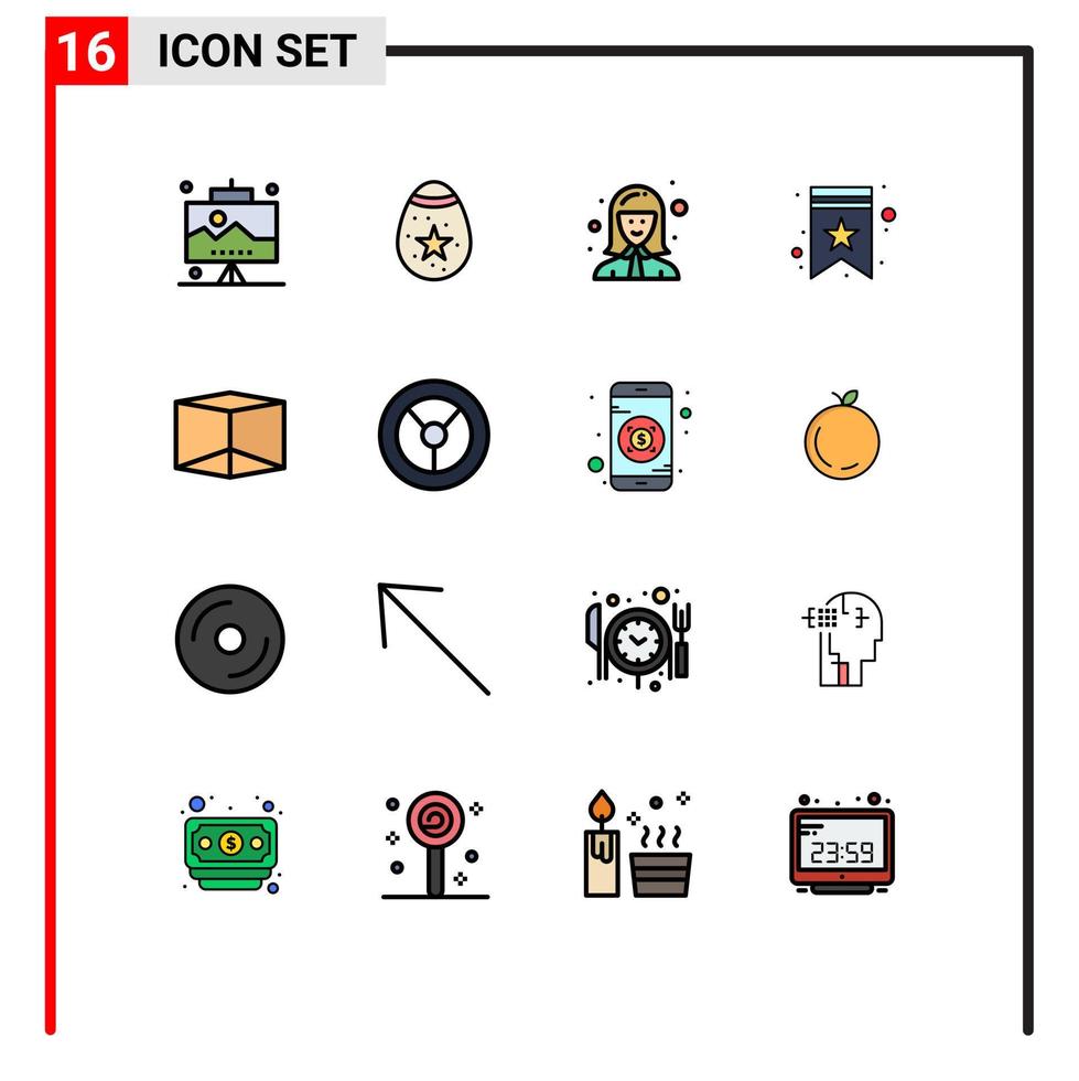 Mobile Interface Flat Color Filled Line Set of 16 Pictograms of box star avatar favorite manager Editable Creative Vector Design Elements