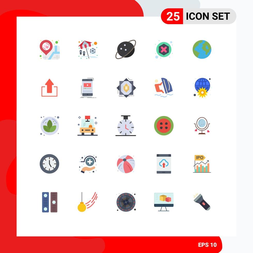 Group of 25 Modern Flat Colors Set for worldwide earth planet reject blocker Editable Vector Design Elements