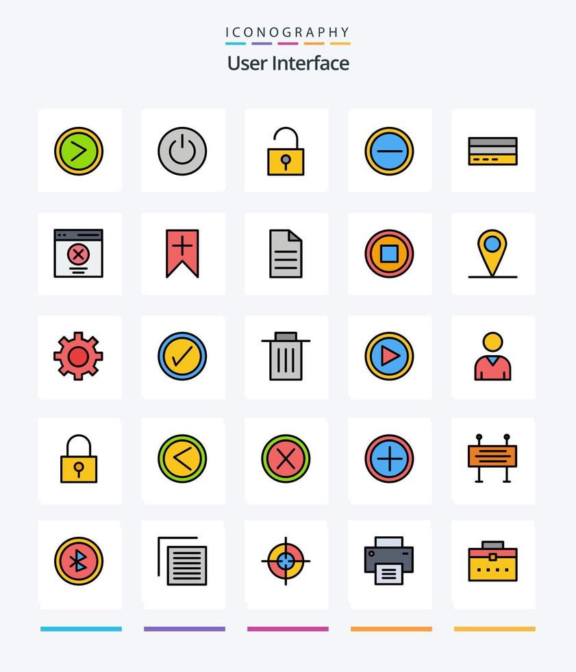 Creative User Interface 25 Line FIlled icon pack  Such As credit. business. user. user. interface vector