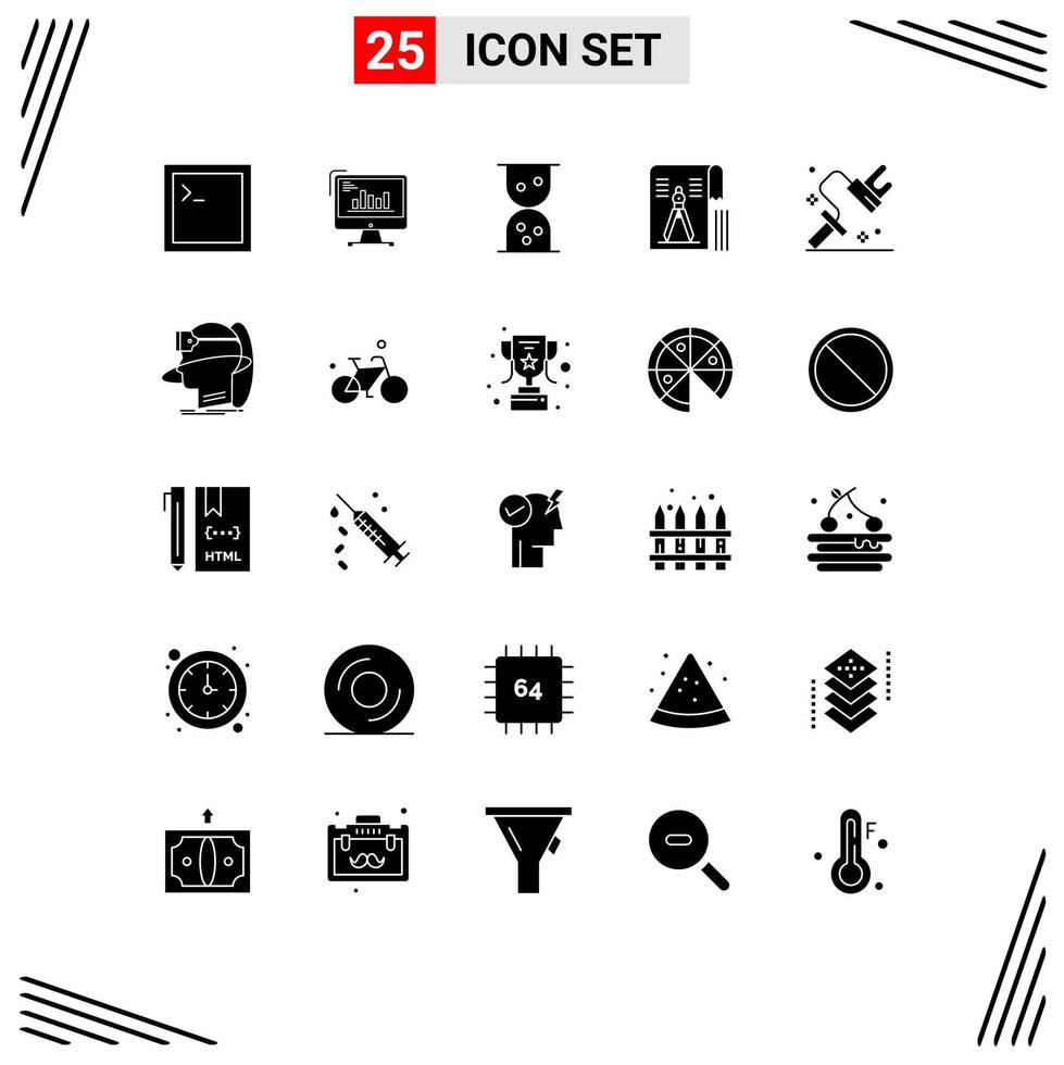 25 Creative Icons Modern Signs and Symbols of painting file marketing geometry drawing Editable Vector Design Elements