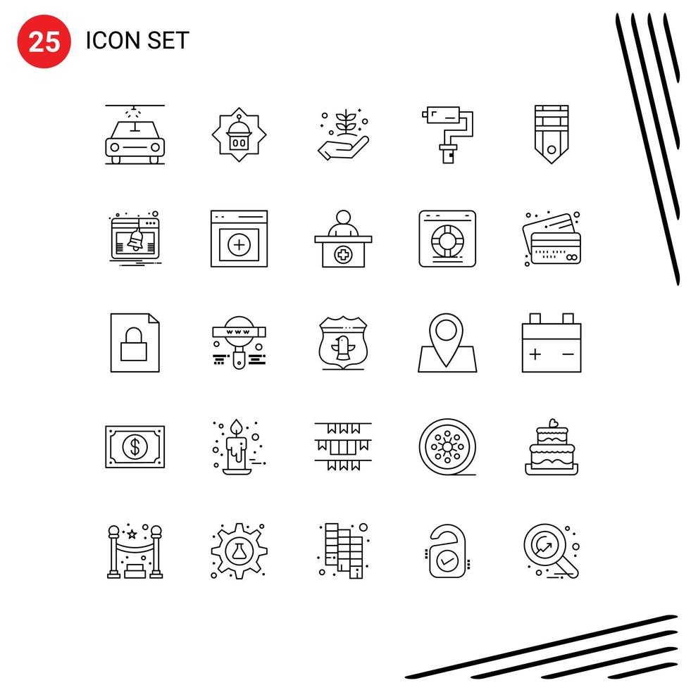 Set of 25 Modern UI Icons Symbols Signs for military tool farming painter paint roller Editable Vector Design Elements