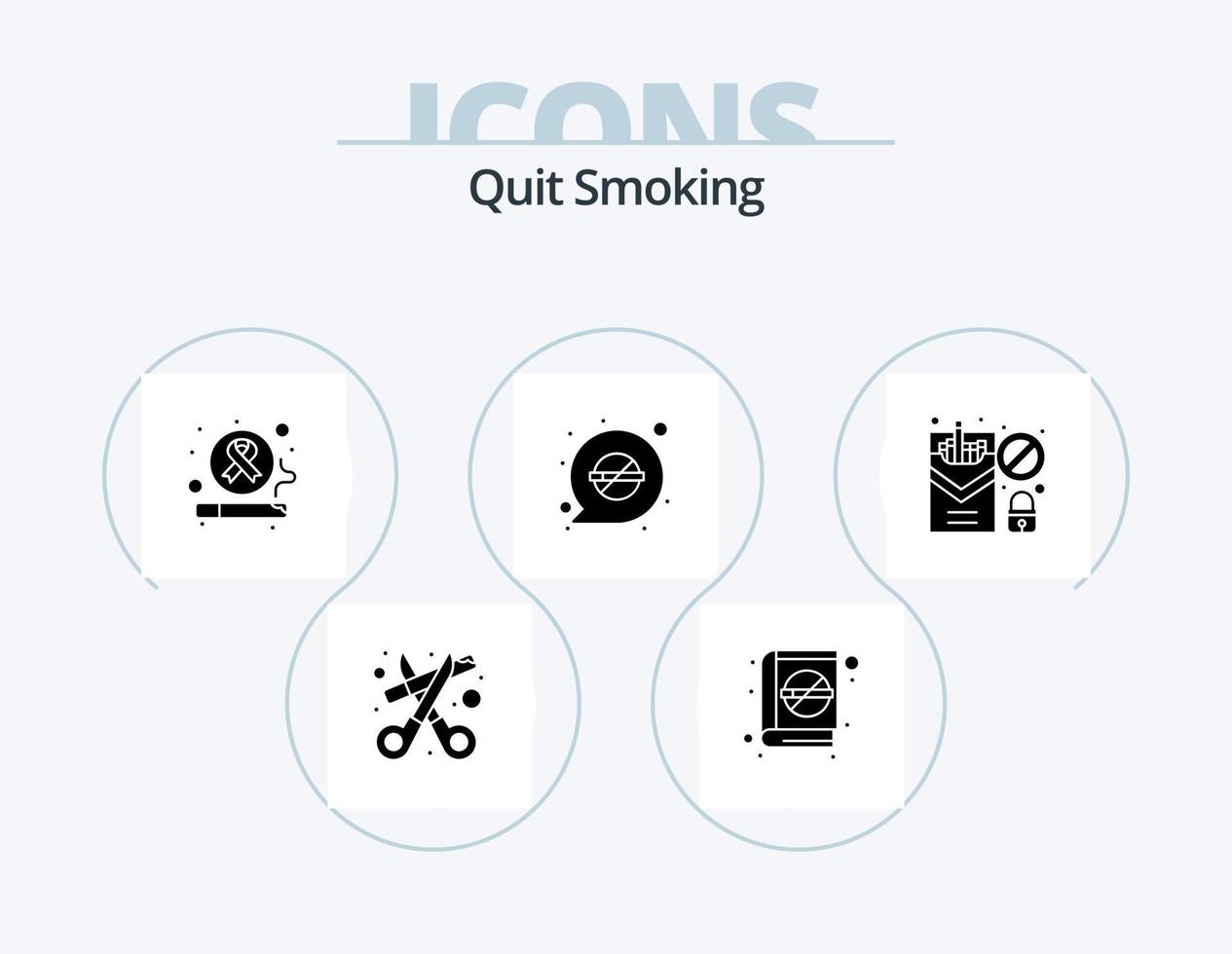 Quit Smoking Glyph Icon Pack 5 Icon Design. cigarette. quit. cancer. lifestyle. unhealthy vector