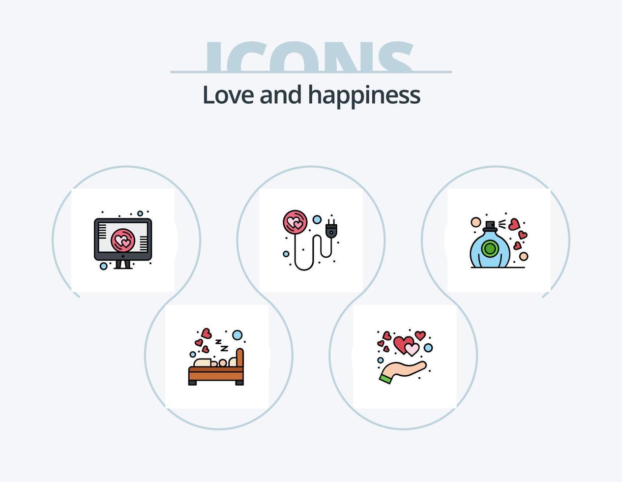 Love Line Filled Icon Pack 5 Icon Design. love. love. heart. heart. care vector