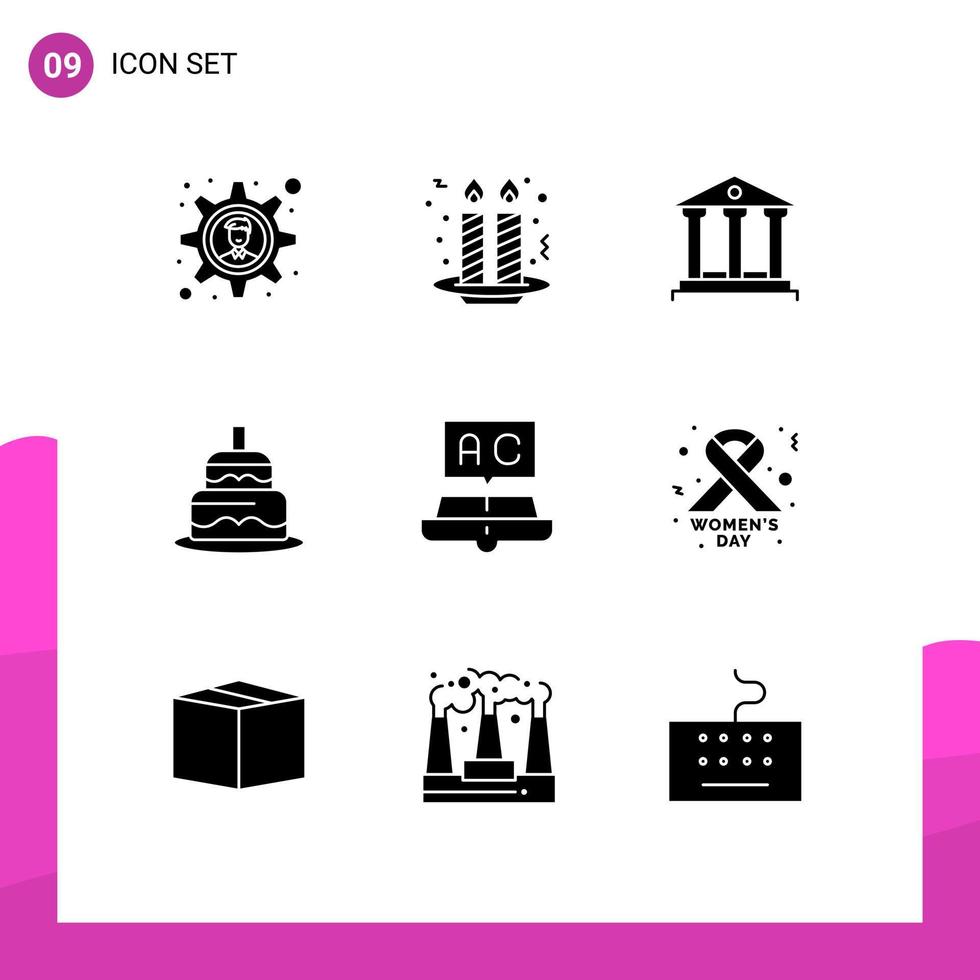 paquete de iconos de vector de stock de 9 signos y símbolos de línea para aprender elementos de diseño de vector editables de pastel de país de depósito de libro