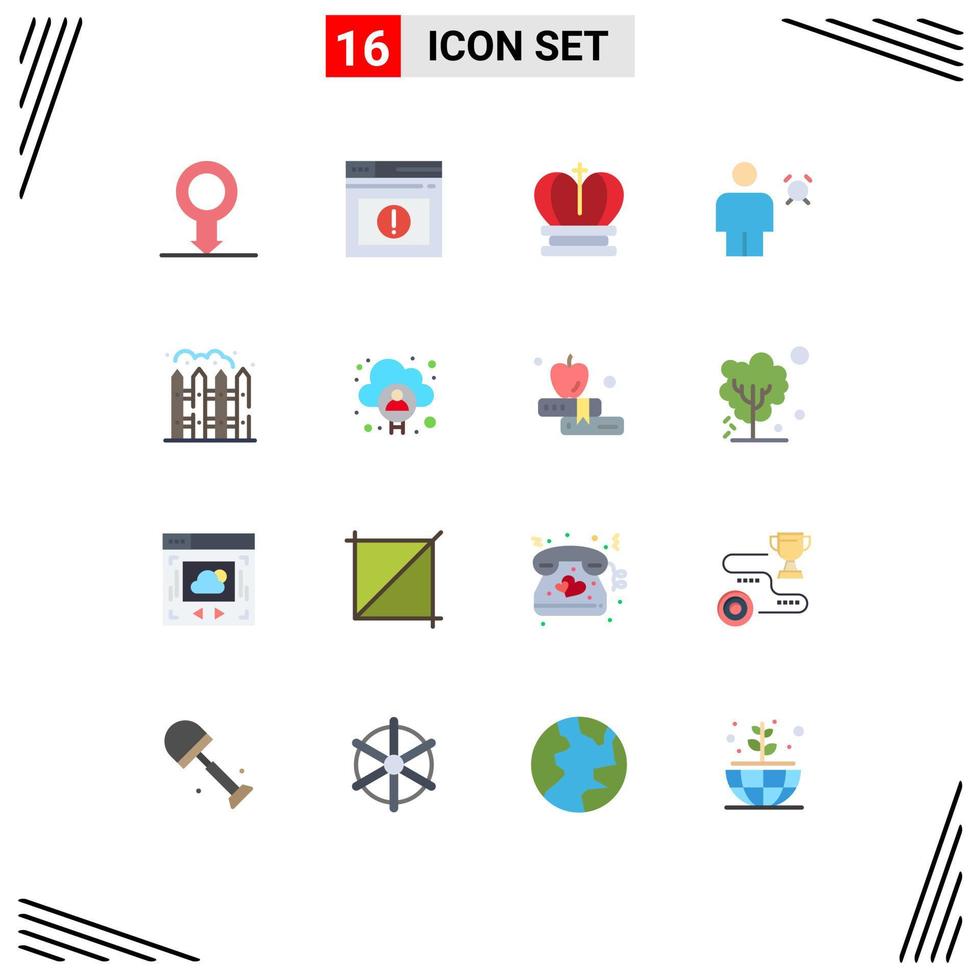 Set of 16 Vector Flat Colors on Grid for living timer king human avatar Editable Pack of Creative Vector Design Elements