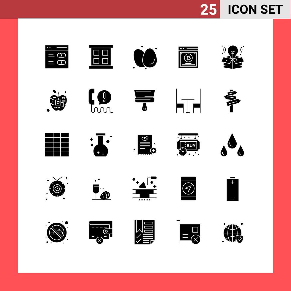 Pictogram Set of 25 Simple Solid Glyphs of process split testing breakfast method testing Editable Vector Design Elements