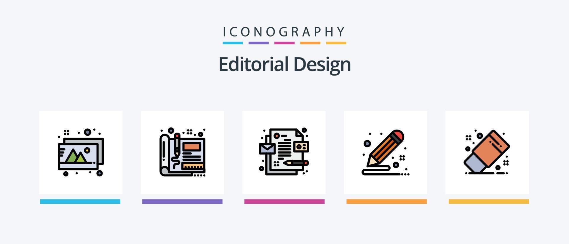 Editorial Design Line Filled 5 Icon Pack Including idea. design. art. architecture. draw. Creative Icons Design vector