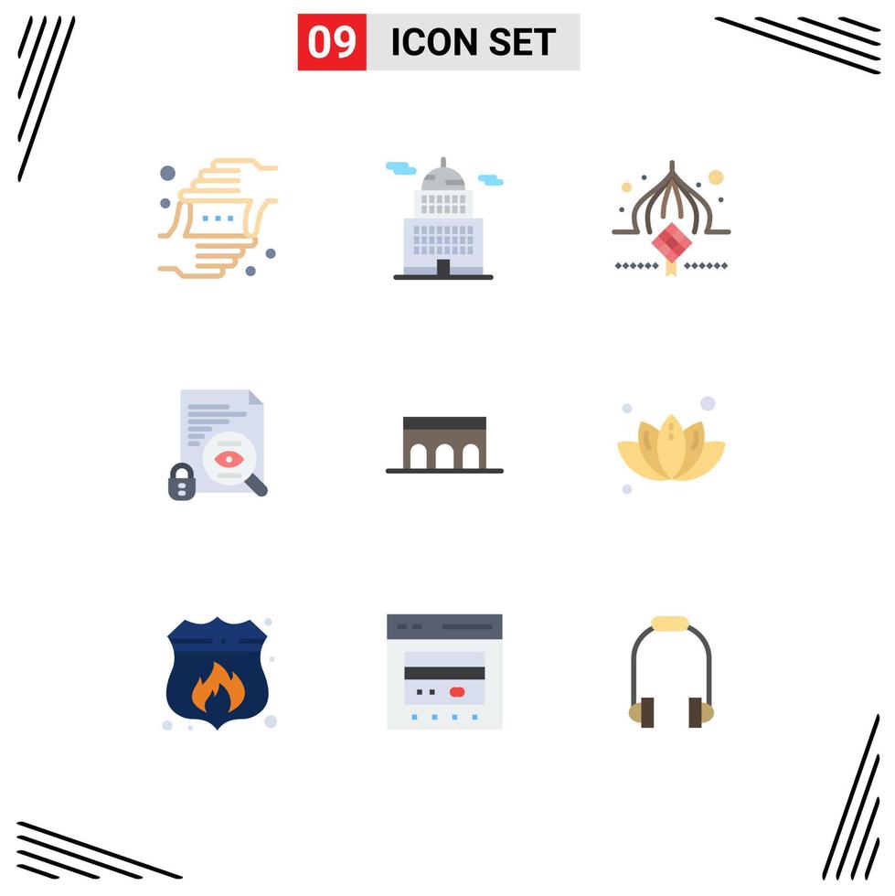 9 Universal Flat Colors Set for Web and Mobile Applications surveillance search museum file ribbon Editable Vector Design Elements