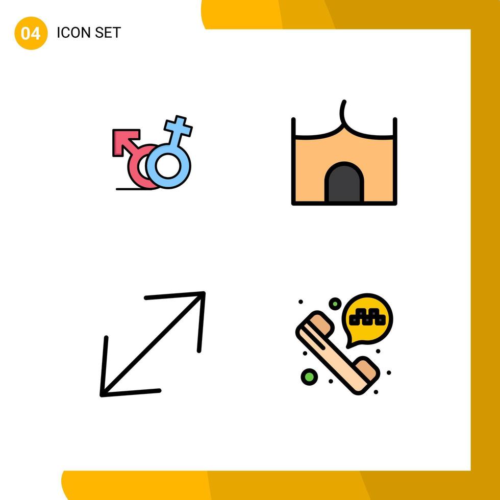 4 Universal Filledline Flat Color Signs Symbols of gender arrow female castle tower scale Editable Vector Design Elements