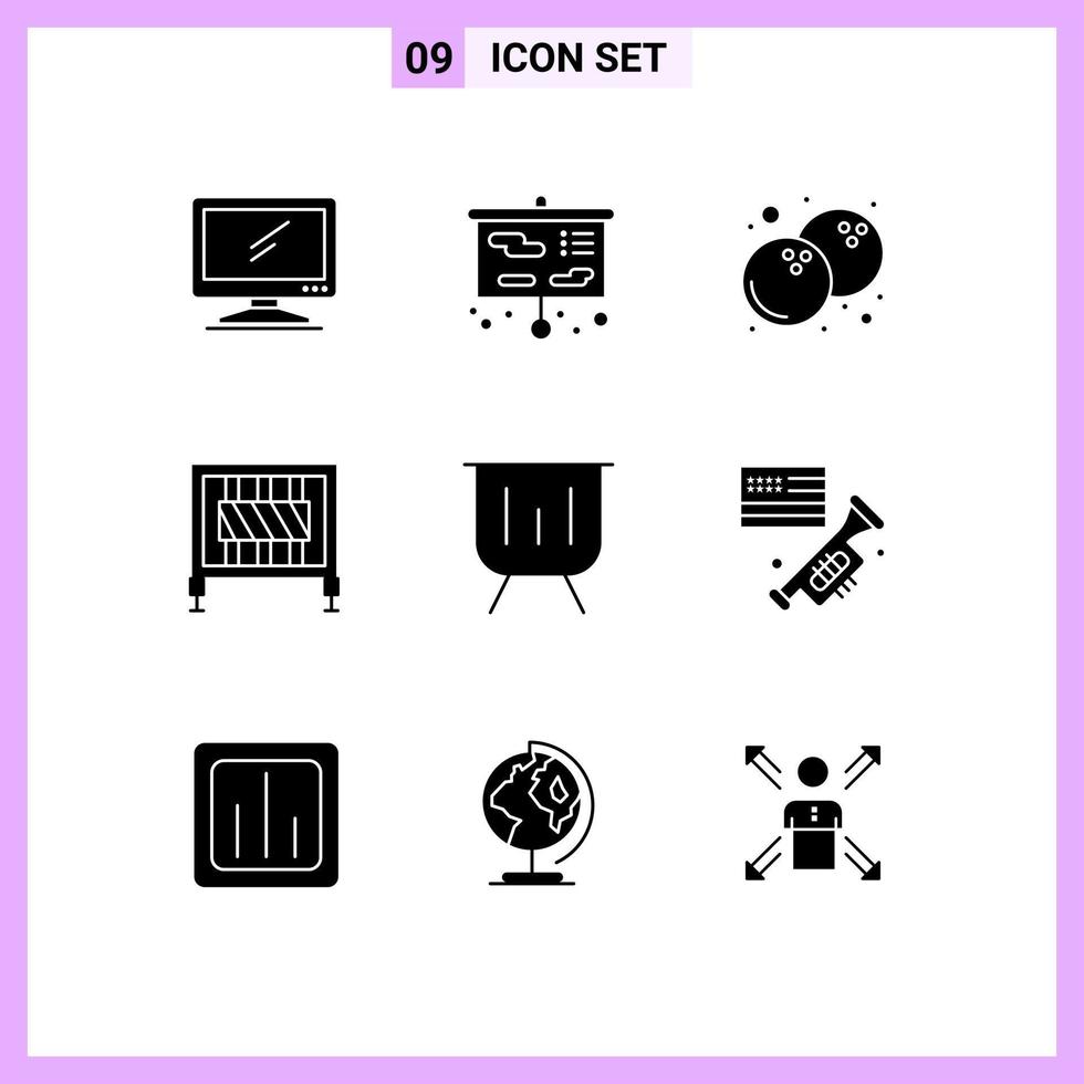 Set of 9 Commercial Solid Glyphs pack for finance signaling study gate barrier Editable Vector Design Elements