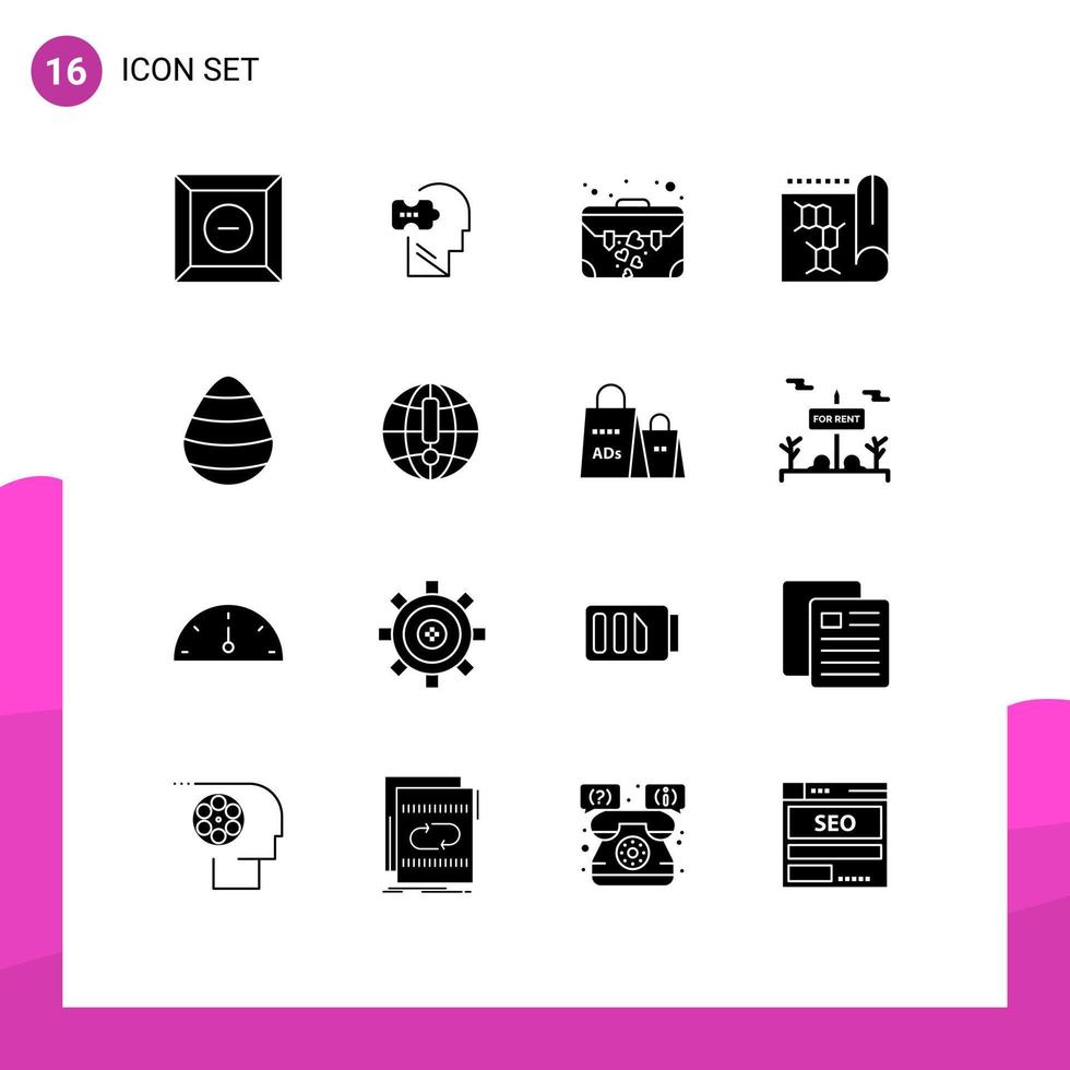 16 Solid Glyph concept for Websites Mobile and Apps nature easter brief science laboratory Editable Vector Design Elements