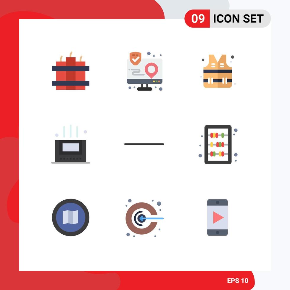 Modern Set of 9 Flat Colors and symbols such as education subtract lifejacket minus mat Editable Vector Design Elements
