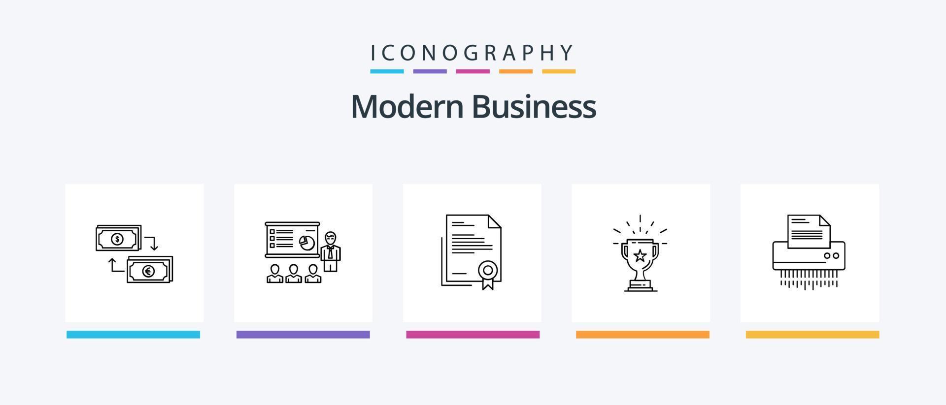 Modern Business Line 5 Icon Pack Including business. achievement. employee. trophy. resources. Creative Icons Design vector