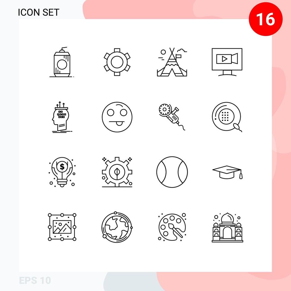 16 Thematic Vector Outlines and Editable Symbols of conclusion algorithm fire work camera screen Editable Vector Design Elements