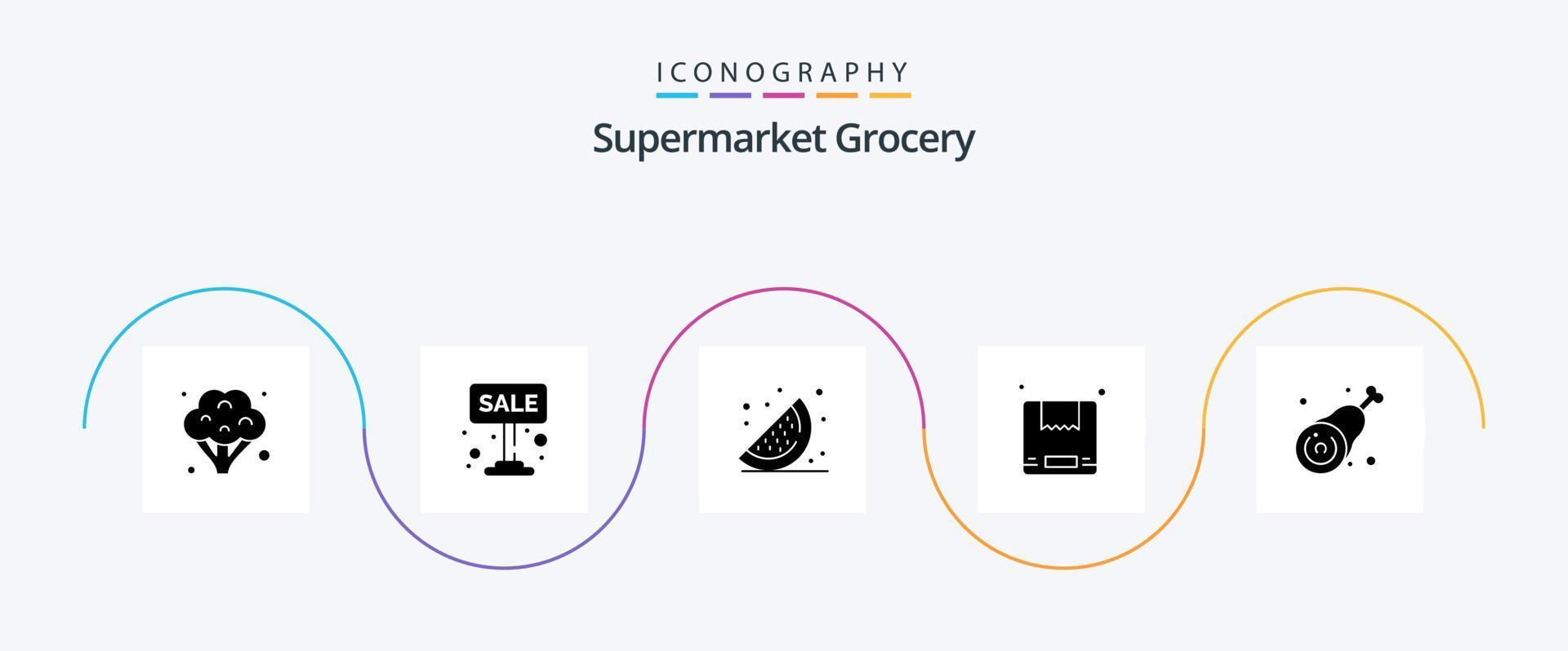 Grocery Glyph 5 Icon Pack Including leg. bone. food. drumstick. delivery vector