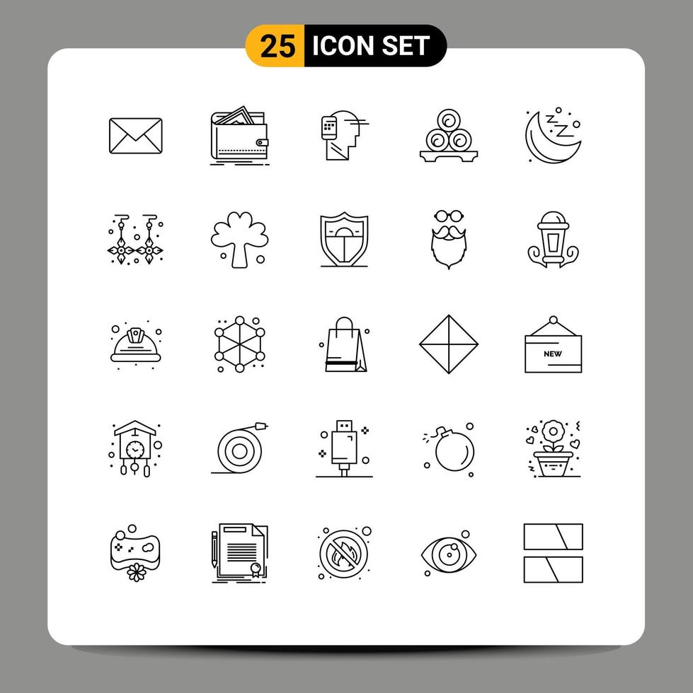 User Interface Pack of 25 Basic Lines of spa relax purse massage mobile Editable Vector Design Elements