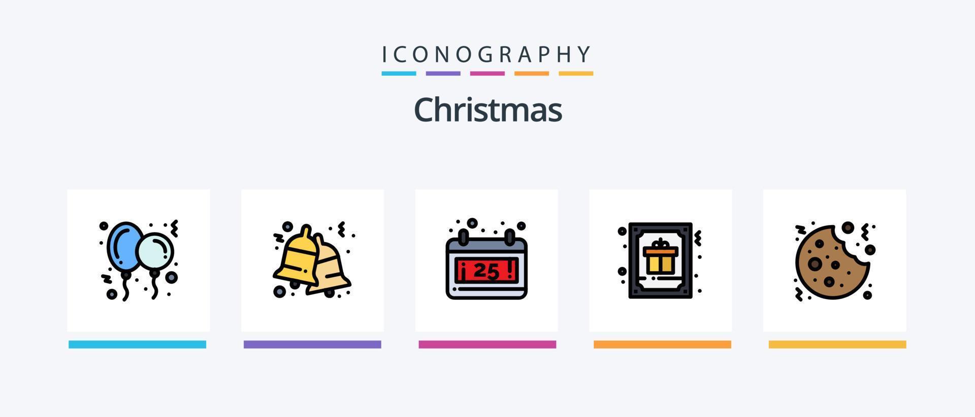 Christmas Line Filled 5 Icon Pack Including desktop. back. cinema. masks. comedy. Creative Icons Design vector