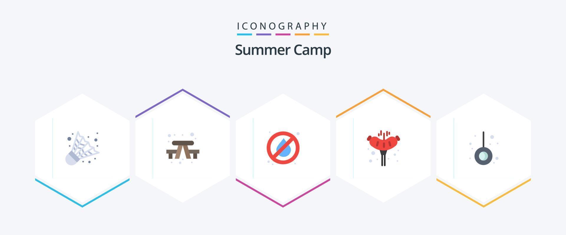 Summer Camp 25 Flat icon pack including . pendulum. no. movement. sausage vector