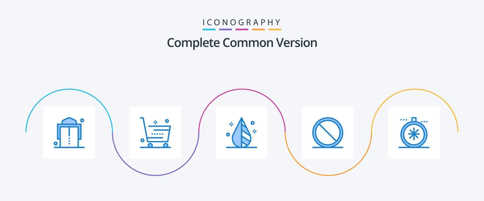 Complete Common Version Blue 5 Icon Pack Including direction. stop. color. remove. block vector