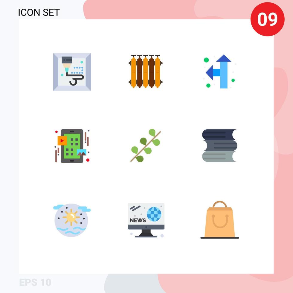 grupo de símbolos de icono universal de 9 colores planos modernos de elementos de diseño de vector editables de interfaz de usuario de puntero de pascua de primavera
