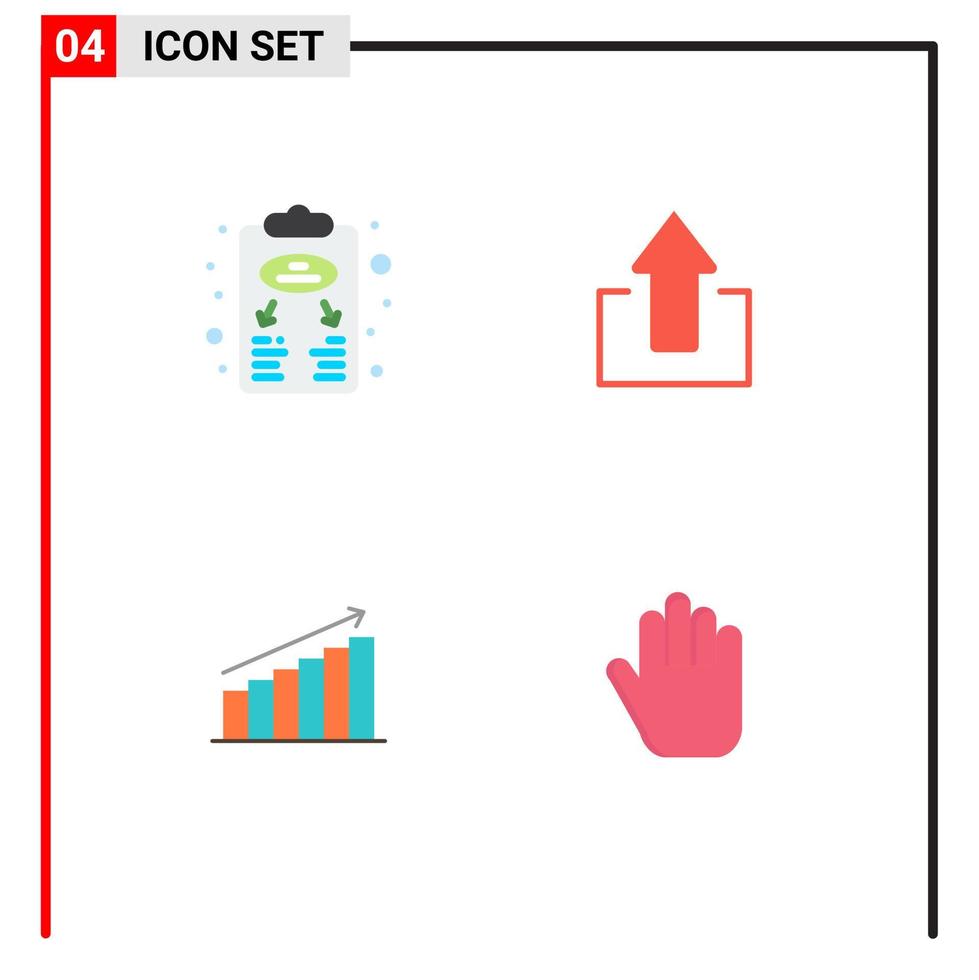 4 paquete de iconos planos de interfaz de usuario de signos y símbolos modernos de análisis de planes de negocios flechas de planificación análisis elementos de diseño de vectores editables