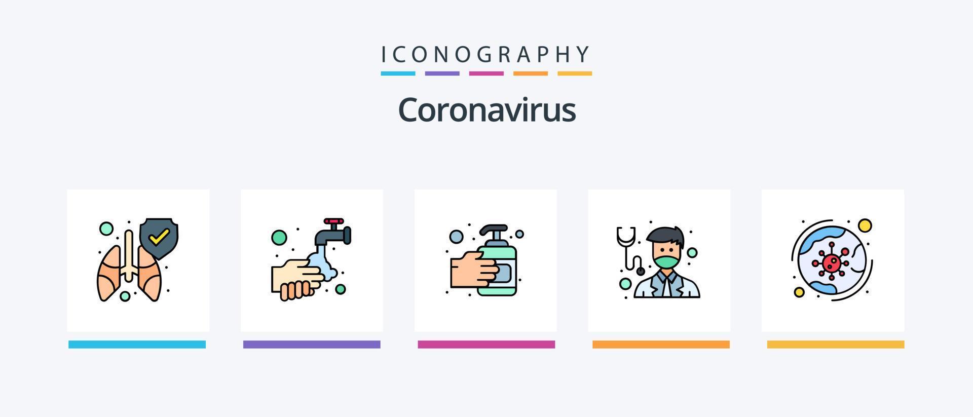 Coronavirus Line Filled 5 Icon Pack Including doctor. corona. antigen. epidemic. antigen. Creative Icons Design vector